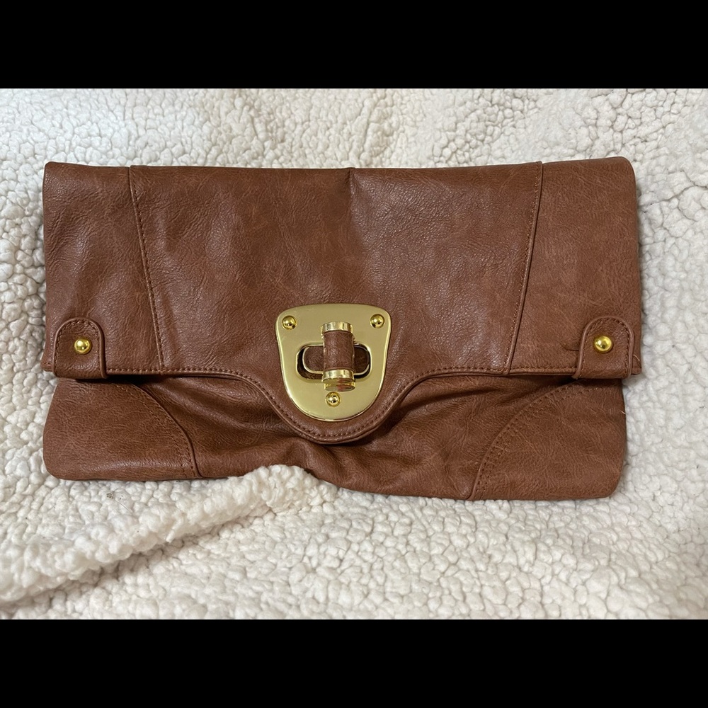 Tan and gold fashion handbag